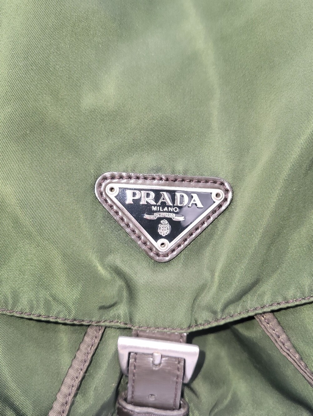 Prada Tessuto Dark Olive Green Nylon Backpack with Silver Hardware - Picture 2 of 5
